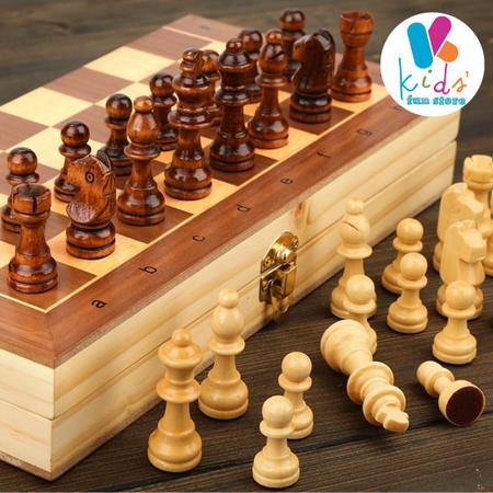 Conjunto de xadrez de madeira multifuncional 3 em 1 Jogo de xadrez dobrável  Jogos de viagem Jogo de damas de xadrez Jogo de damas e gamão  Entretenimento Brinquedos educativos CAIJI