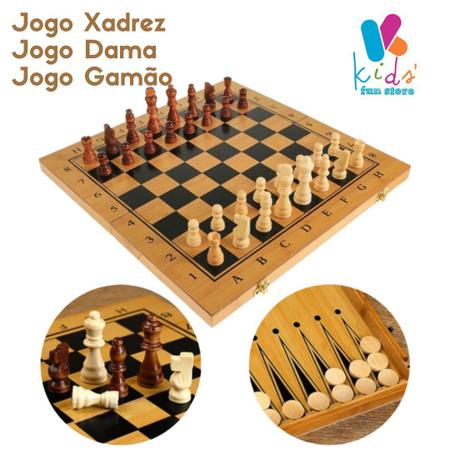 Jogo Tabuleiro De Xadrez Dama E Gamão 28,5Cm E 1 Dominó em Promoção na  Americanas