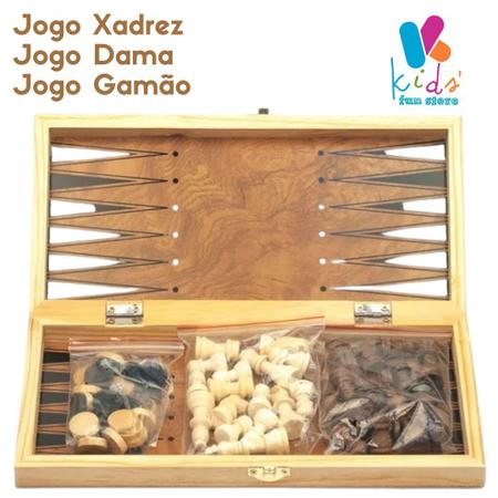 Conjunto de xadrez de madeira multifuncional 3 em 1 Jogo de xadrez dobrável  Jogos de viagem Jogo de damas de xadrez Jogo de damas e gamão  Entretenimento Brinquedos educativos CAIJI