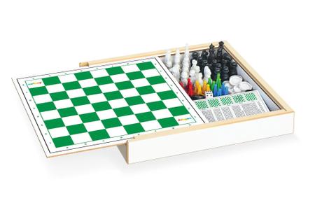 Carlu Brinquedos - Xadrez e Damas Colegial Jogo de Tabuleiro, 4+