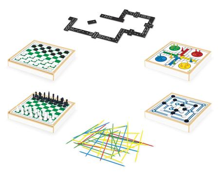 Jogo 5 Em 1 Ludo ,dama, Xadrez Chines, Hipismo, Xadrez - R$ 169