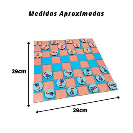 Jogo de Dama e Trilha 2 em 1 Jogo Tabuleiro madeira medidas 30 cm