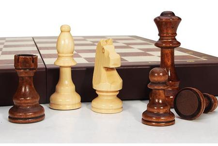 Caixa Tabuleiro de Xadrez de Madeiras Nobres - Wooden Chessboard