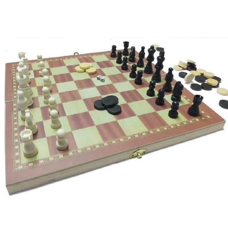 Jogo de xadrez / dama / gamao em madeira - 123Útil - Jogo de Dominó, Dama e  Xadrez - Magazine Luiza