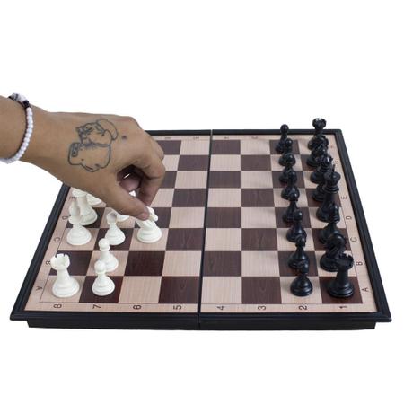 Jogo tabuleiro de xadrez magnetico 33x33cm dobrável - Chess - Jogo