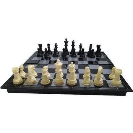 Jogo Xadrez Tabuleiro Luxo 33x33 Cm Dobrável Magnético Imã