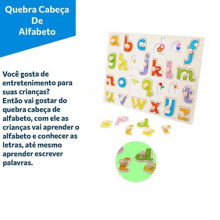 Quebra Cabeça Infantil Alfabeto Madeira Com Pinos : :  Brinquedos e Jogos