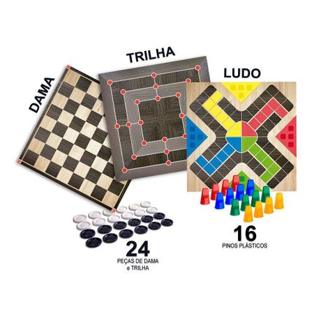 Jogo Tabuleiro 3 Em 1 Ludo Dama Trilha Pais & Filhos-NOVO