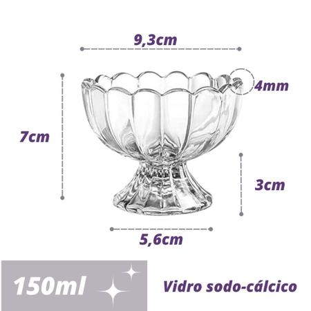 Jogo 2 Taças De Vidro Sorvete Sobremesa Le Casa 200ml