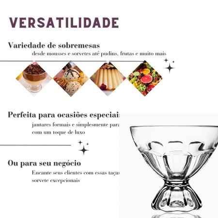 Imagem de Jogo Taças Em Vidro Sobremesa Sorvete Doces Kit Com 6 Peças