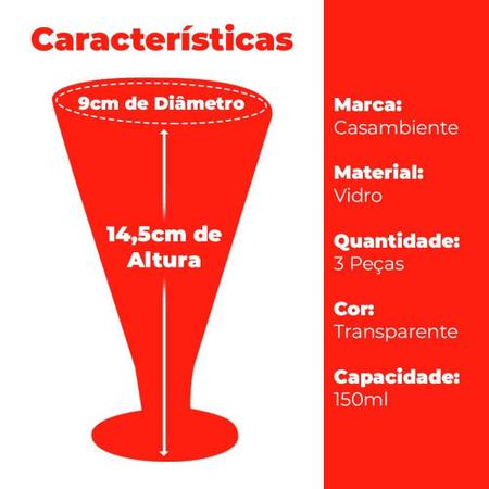 Jogo Taças Sobremesa Vidro Sorvete 150Ml 3 Peças Casambiente - Taça de  Sobremesa - Magazine Luiza