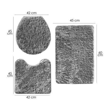 Imagem de Jogo Tapete Banheiro 3 Peças Capacho Passadeira Higiênico Retangular Simples Chão Antiderrapante Kit Macio