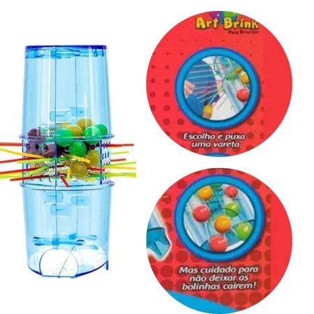 Jogo foguete tira vareta cai bolinha palitos remover infantil