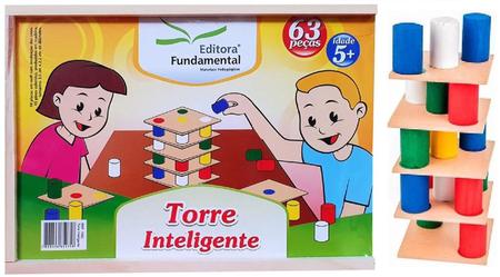 Brinquedo Jogo Educativo Pedagógico Torre Inteligente Carlu Empilhar Menino  Menina 3 Anos