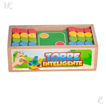 Jogo Torre Inteligente Madeira Montessori Estratégico Brinquedo