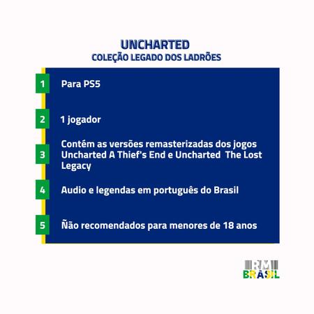 Jogo Uncharted: Coleção Legado Dos Ladrões - PS5 - Naughty Dog - Jogos de  Ação - Magazine Luiza