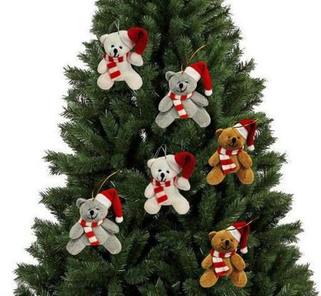 Jogo Mini Urso Pelúcia Natal Gorrinho e Cachecol 12cm 3 Pç