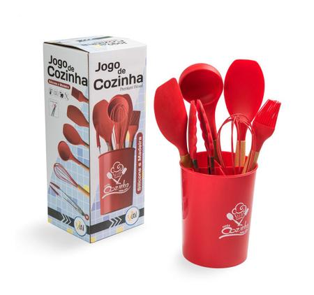 JOGO DE COZINHA SILICONE 7 PÇ VERMELHO - Santa Luna