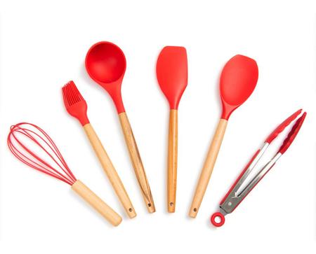 JOGO DE COZINHA SILICONE 7 PÇ VERMELHO - Santa Luna