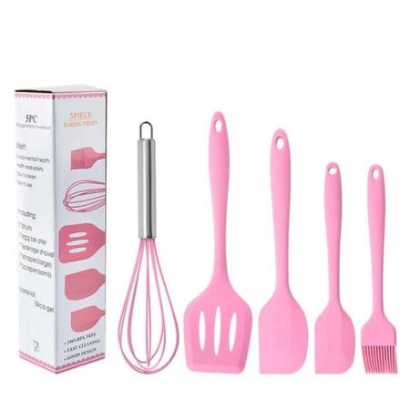 Imagem de Jogo Utensilios De Cozinha Silicone 5 Peças - Rosa