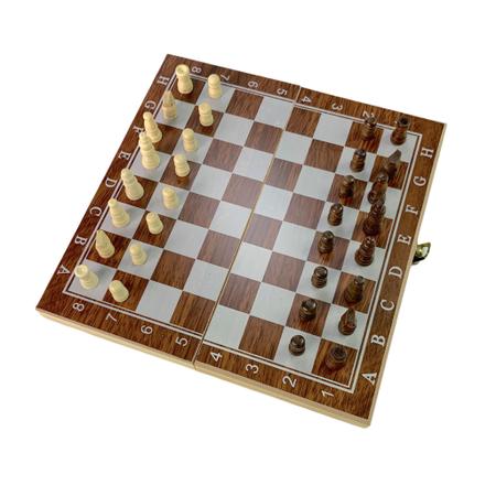 Jogo de xadrez De Madeira 3 Em 1 24 x 24 Cm - CHESS - Jogo de Dominó, Dama  e Xadrez - Magazine Luiza