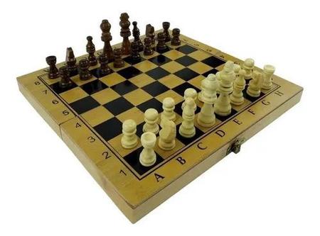 Jogo 3 em 1 de Xadrez, Dama e Gamão Tabuleiro de Madeira com 34 x 34 cm –  Bilharmais®