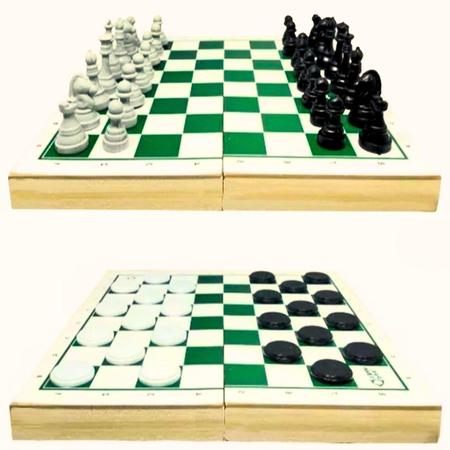 Clássico Jogo de Xadrez e Damas 2 em 1