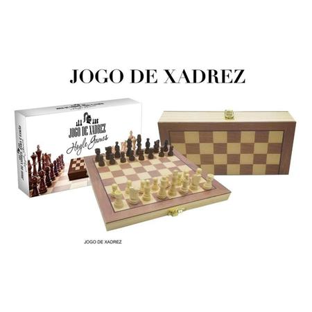 Jogo de xadrez e dama madeira