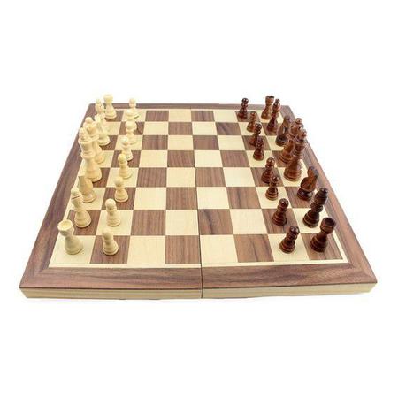 Jogo de Xadrez e Dama 2 em 1 tabuleiro dobrável de madeira tamanho oficial  peças em madeira - Hoyle Games - Jogo de Dominó, Dama e Xadrez - Magazine  Luiza