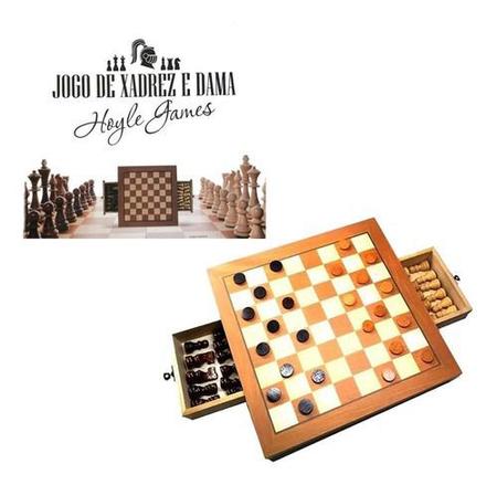 Jogo De Xadrez Dobrável Dama + Gamão Tabuleiro Madeira 29x29 - Universal  Vendas - Jogo de Dominó, Dama e Xadrez - Magazine Luiza