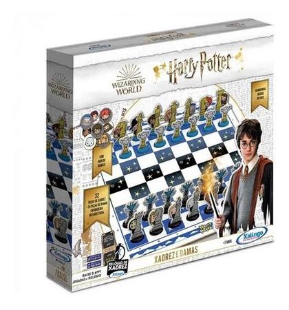 Jogo Xadrez e Damas Harry Potter em Madeira/Plástico Xalingo