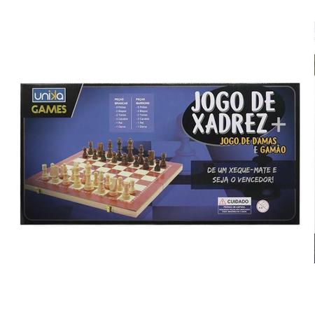 Jogo de Tabuleiro Xadrez Dama Gamão Dobravel - Bekasa - Jogo de Dominó, Dama  e Xadrez - Magazine Luiza