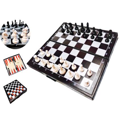 Leksak Jogos 10'' Xadrez Magnético Damas Gamão Conjunto 3 em 1 - Jogos de  Tabuleiro de Viagem Portable Case Folding Board - Conjunto de Xadrez  Iniciante para Crianças e Adultos - 30