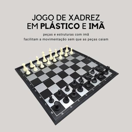JOGO DE XADREZ DE PLASTICO - JOGO XADREZ DE TABULEIRO MAGNETICO