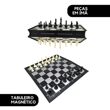 JOGO DE XADREZ DE PLASTICO - JOGO XADREZ DE TABULEIRO MAGNETICO DOBRAVEL  PLASTICO - TODOS