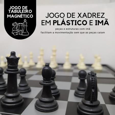JOGO DE XADREZ DE PLASTICO - JOGO XADREZ DE TABULEIRO MAGNETICO DOBRAVEL  PLASTICO - TODOS