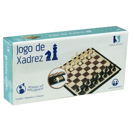 Jogo Xadrez Plástico Escolar Tabuleiro 20x20 m Dobrável e 32 Peças