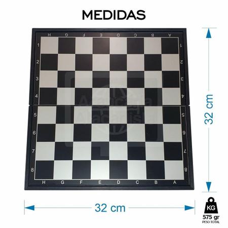 Jogo Xadrez Tabuleiro Luxo 32x32cm Dobrável Magnético C/ Imã