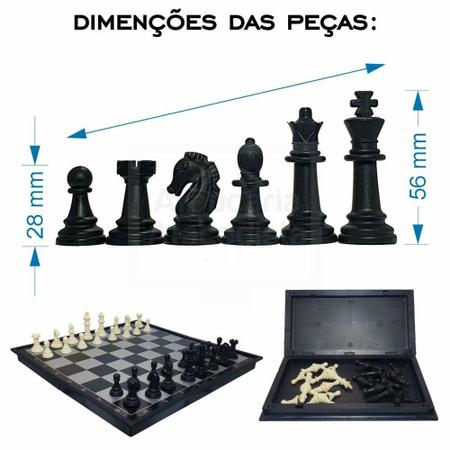 Jogo Xadrez Tabuleiro Luxo 32x32cm Dobrável Magnético C/ Imã