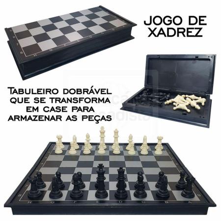 Jogo Xadrez Tabuleiro Luxo 32x32cm Dobrável Magnético C/ Imã