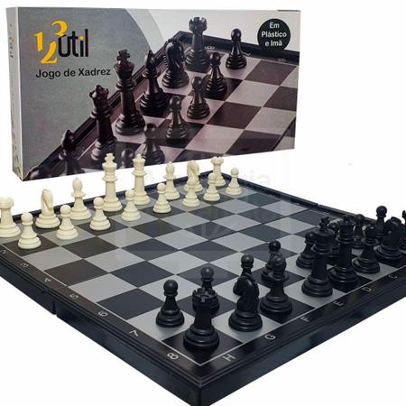 Jogo Xadrez Tabuleiro Luxo 32x32cm Dobrável Magnético C/ Imã