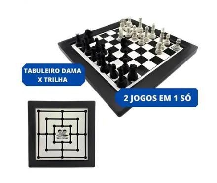 Jogo Xadrez Trilha Tabuleiro Plástico 24cm 2 Em 1 Raciocínio