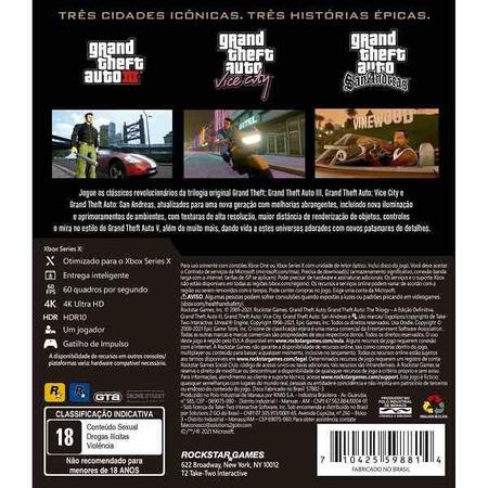 Jogo Xbox Series X / Xbox One GTA: The Trilogy - The Definitive Edition,  ROCKSTAR GAMES