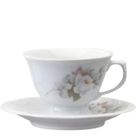 Antigo Jogo De Chá E Café, Porcelana Schmidt Floral Com Ouro