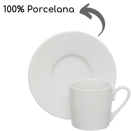 Imagem de Jogo Xícaras Café Brancas Com Pires 12 Peças Porcelana 80ml