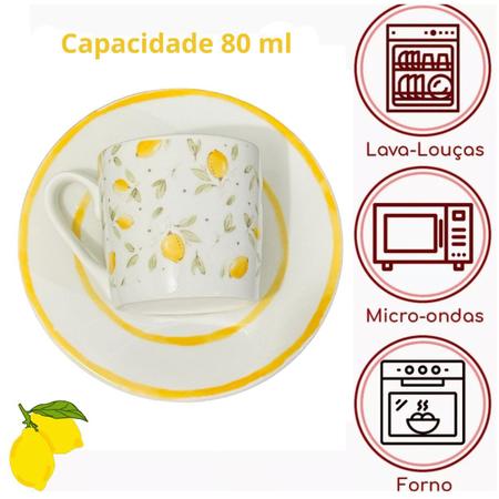 Imagem de Jogo Xicaras cafe expresso De Porcelana 80 ml limone