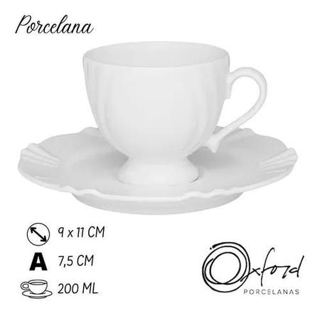 Jogo de Xícaras de Chá Porcelana Oxford Macramê 240ml 6 Unidades