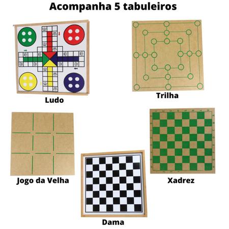 Jogo 5 em 1 Dama Trilha Jogo da Velha Xadrez e Ludo - STEM Toys -  Brinquedos Educativos e STEAM