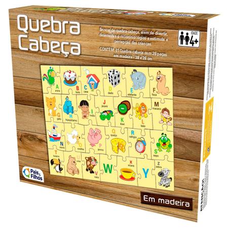 Jogo Alfabetização Quebra-cabeça Infantil Em Madeira