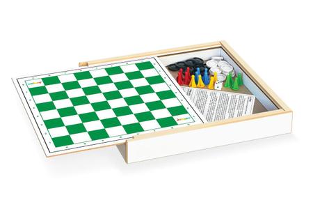 Kit 2 Jogos Clássicos Ludo + Dama Feito em Madeira mdf - Coluna em